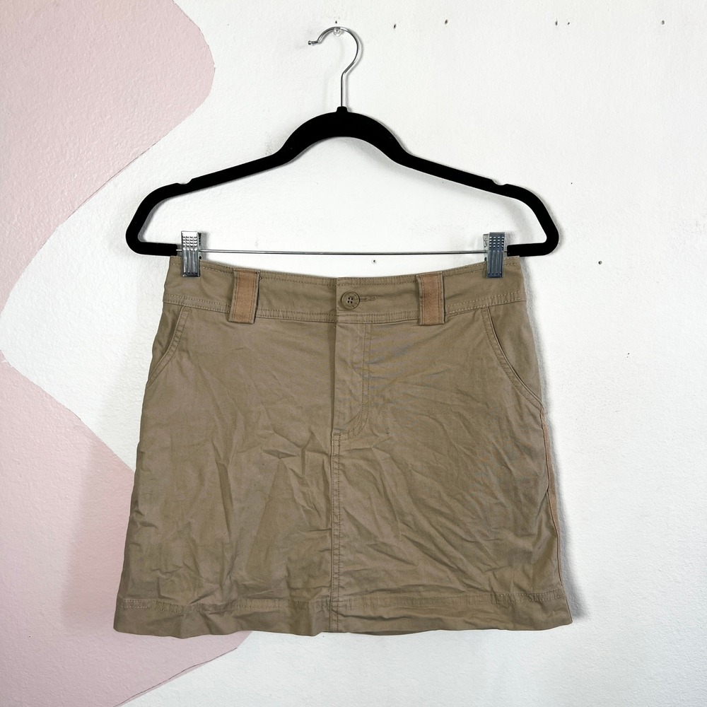 Vtg 2000 Y2k Cargo Mini Skirt Sz 4 Beige Bimbocore 90s